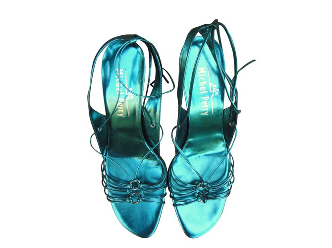 Michel Perry Sandals Green Leather  ref.40316