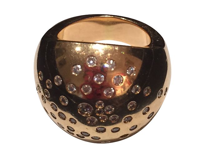 inconnue Großer Kugelring mit Diamanten Gelbgold Größe 53 Golden