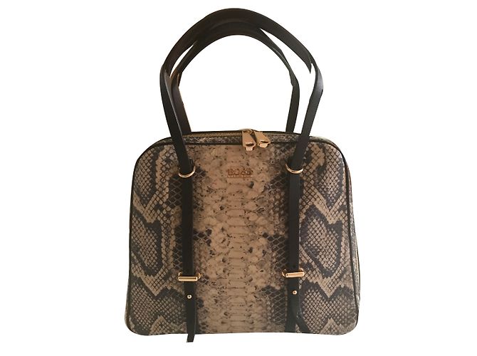 Bolso Hugo Boss de cuero beige efecto reptil