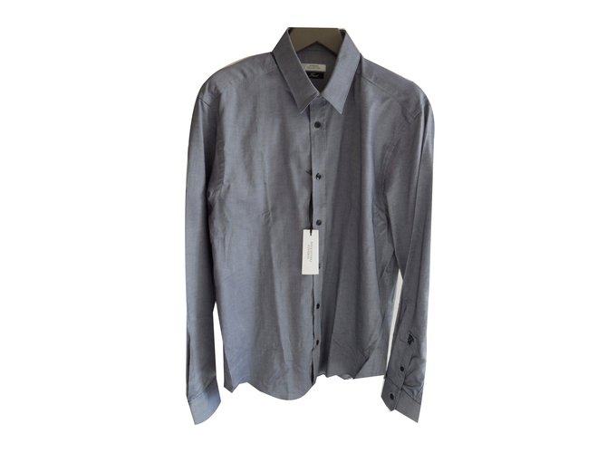 Camisa color algodon de la colección Versace. Azul Algodón  ref.40580