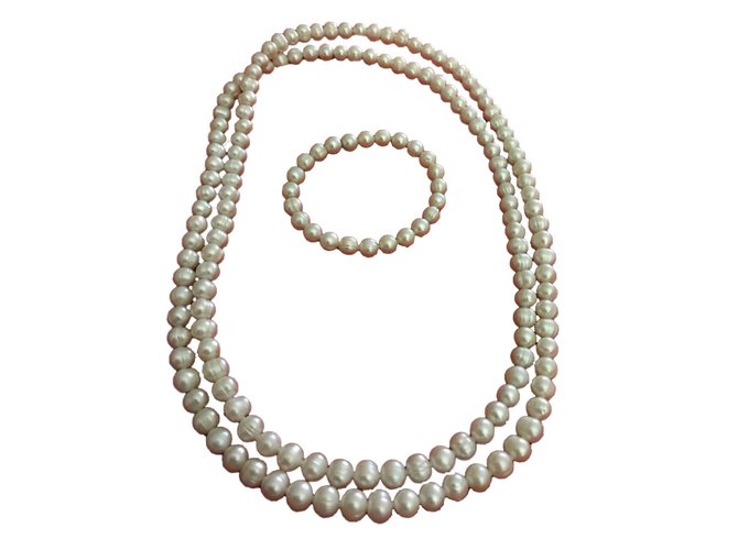 Autre Marque Homesho Jewellery sets White Pearl  ref.40596