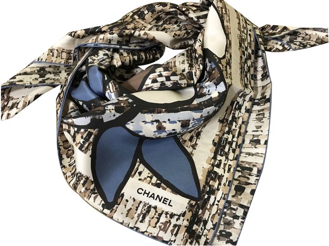Chanel Scarf Brown Silk  ref.40653