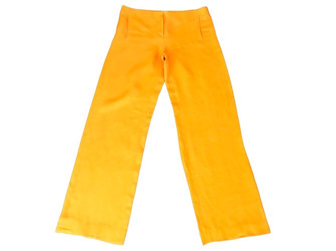 Hermès Pantalon Lin Orange  ref.40695
