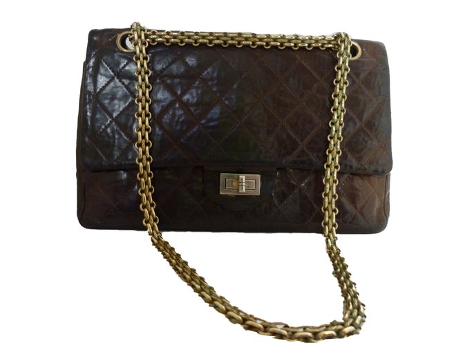 Très beau sac Chanel 2.55 vintage marron ! Cuir  ref.40710