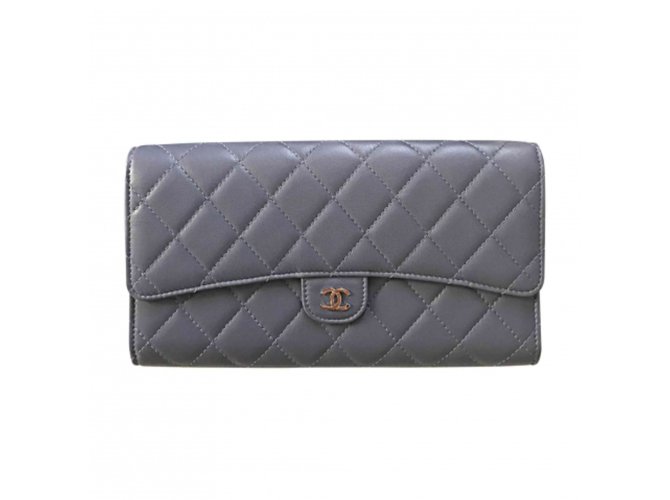 Chanel Timeless Grey Leather  ref.40752