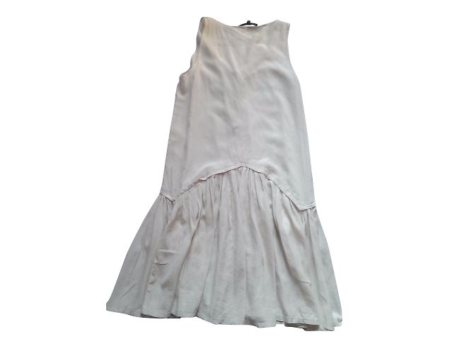 Vestido Maje Mozart de seda creme M Cru