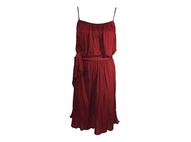 Mango Sommerkleid Rot Viscose Polyamid Größe 36