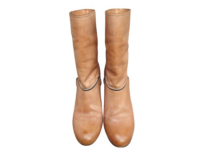 Botas Chloé de couro rosa bege