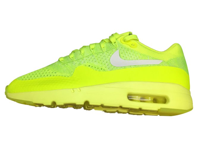 Nike Air max 1 ultra  flyknit Toile Vert  ref.40862