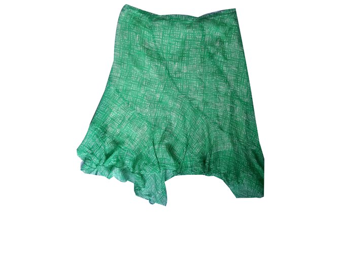 Bcbg Max Azria Skirt Beige Green Silk  ref.40883