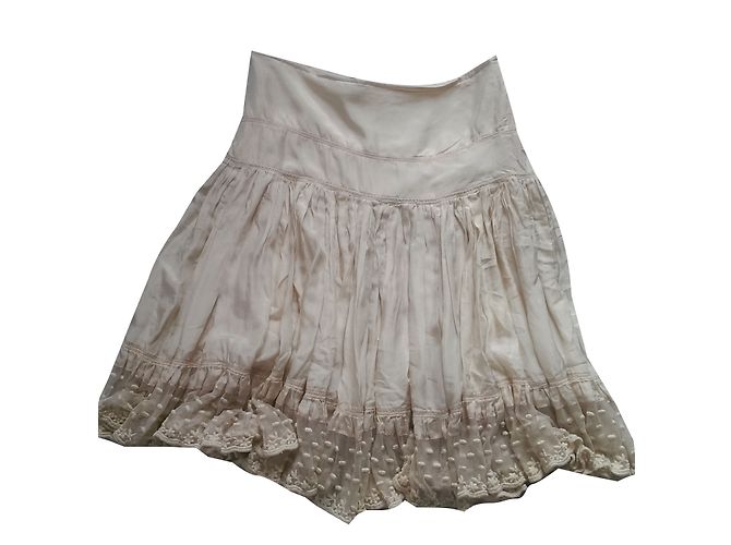 Saia de seda plissada Tara Jarmon Creme Cru