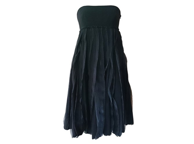 Dkny Strapless dress Black Silk  ref.40934