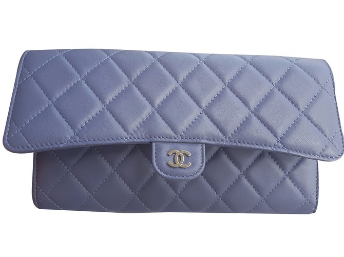 Timeless Chanel Handtaschen Blau Grau Leder  ref.41029