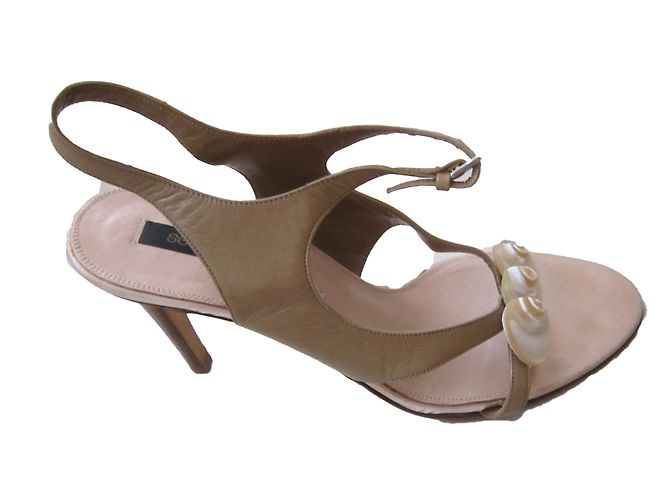 Sandali Sergio Rossi in pelle marrone chiaro 37IT