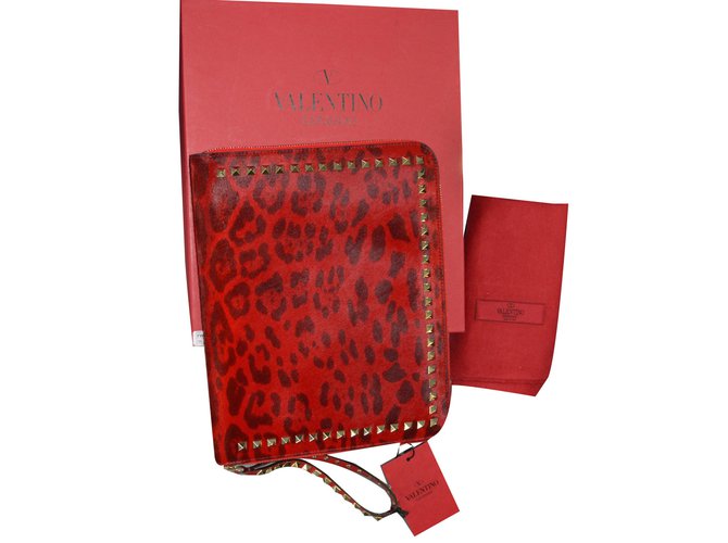 portatutto /portaipad  VALENTINO GARAVANI Red Leather  ref.41050