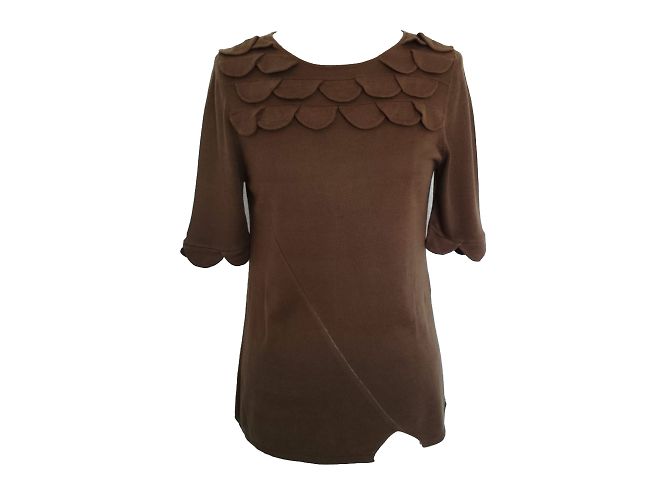 Top Maje Marrom em Jersey de Viscose