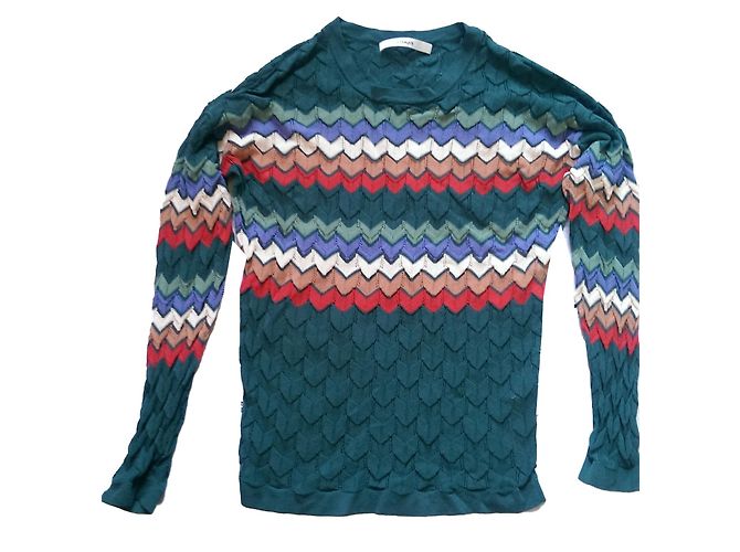 Top Uterque de manga larga con estampado de espiga verde Multicolor