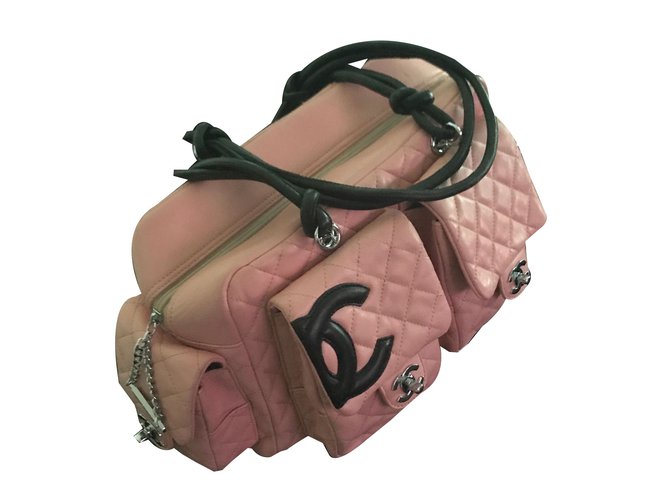 Chanel Handtasche Schwarz Pink Leder  ref.41108