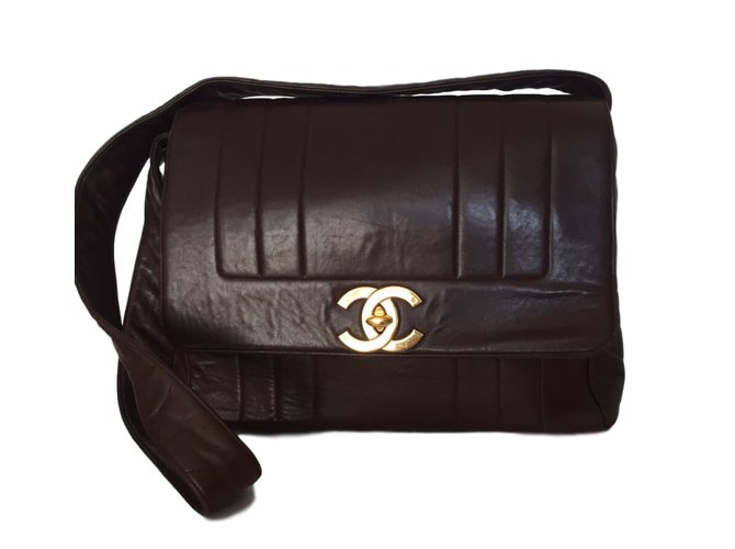 Chanel Handbag Brown Leather  ref.41150