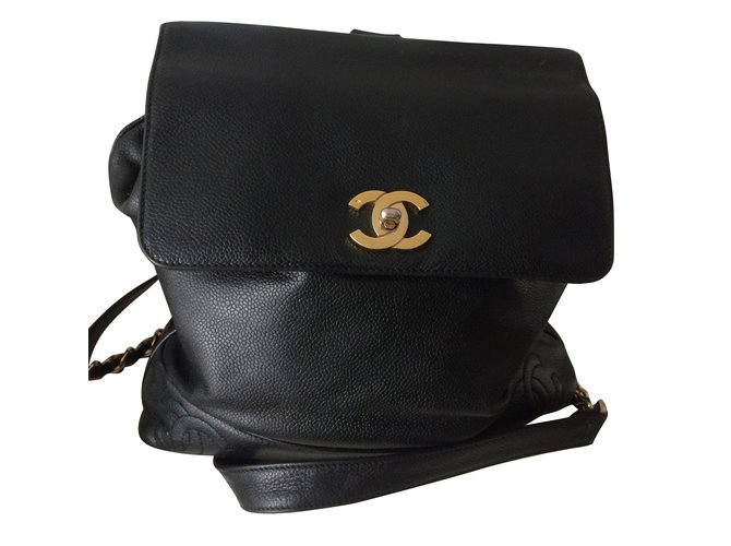 Chanel Backpack Black Leather  ref.41167