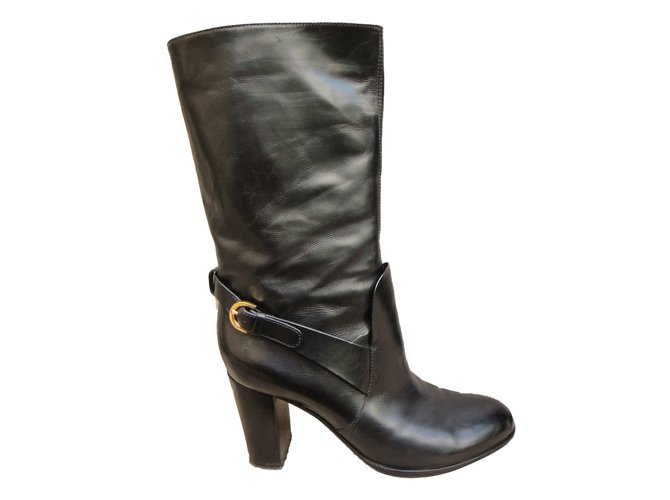Sergio Rossi Ankle Boots Black Leather  ref.41212