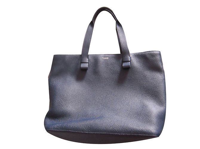 Borsa tote Lancel Charlie in pelle blu navy