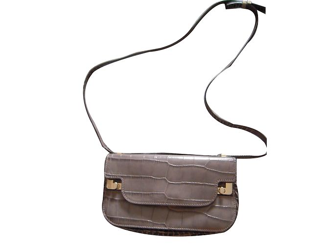Lancel L Handtasche aus Leder Grau