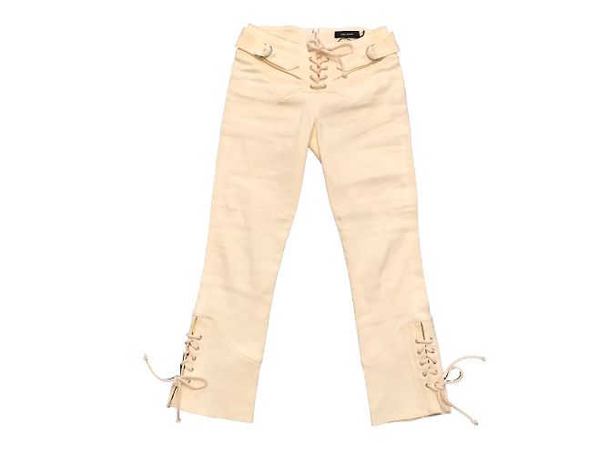 Isabel Marant Nubia Hose Eggshell Baumwolle Leinen Aus weiß
