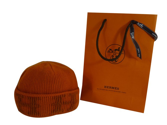 Hermès cappello Arancione Cachemire  ref.41298