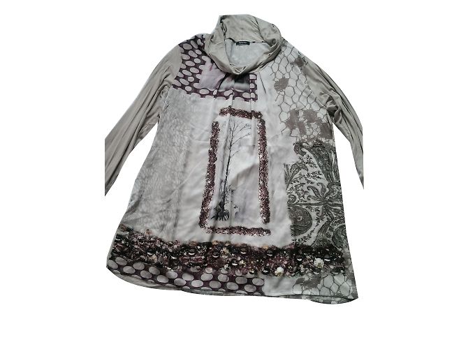 Elena Miró Tunika beige Print Viskose Mehrfarben