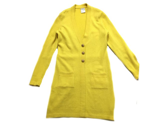 Chanel Cardigan Yellow Cashmere  ref.41407