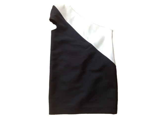 Saint Laurent Vestido Negro Blanco Seda  ref.41410