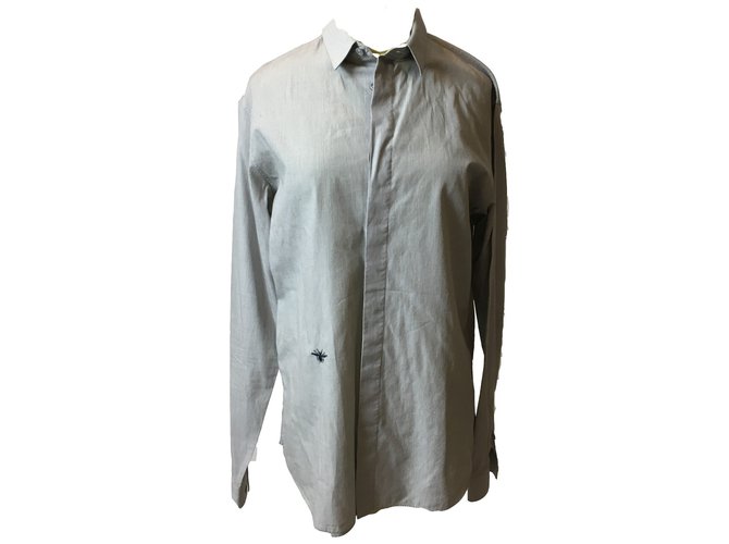 Dior Camisas Cinza Algodão  ref.41464