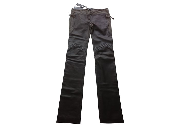 Pantalones de cuero Just Cavalli, Tamaño IT38 ( XS). Negro  ref.41474