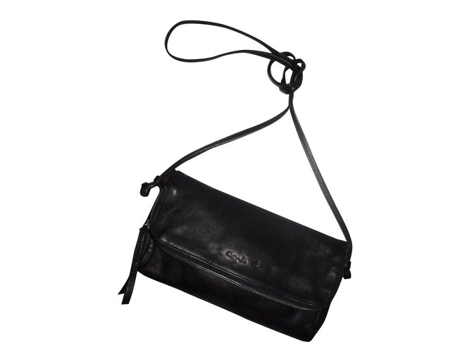 Agnès b. Clutch bag Black Leather  ref.41500