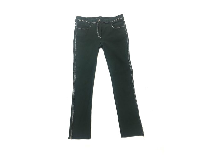 Chanel Pantalones, polainas Verde Algodón  ref.41534