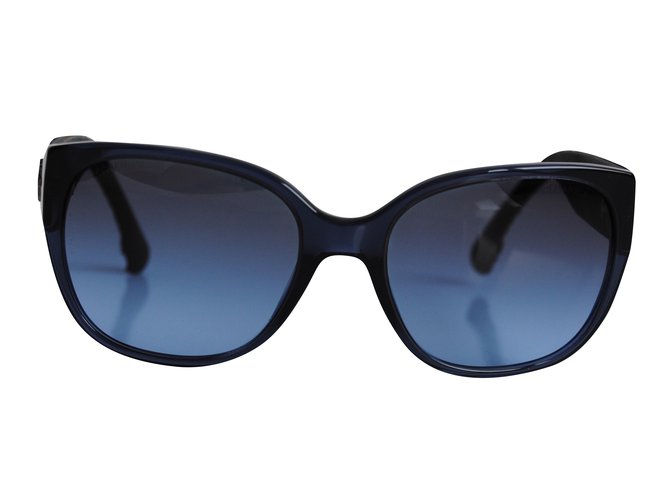 Tweed Chanel sunglasses Navy blue Plastic  ref.41549