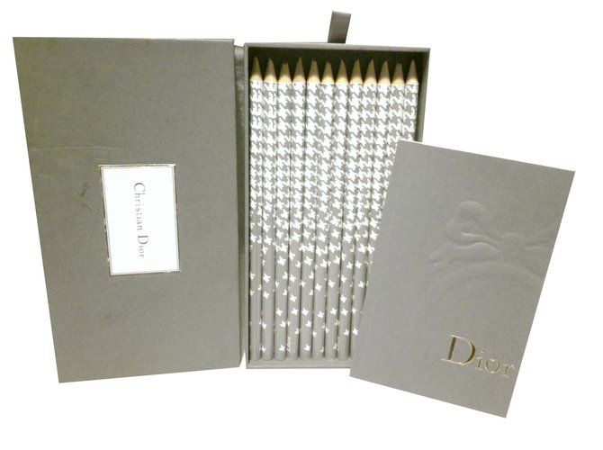 Christian Dior Set of 12 pencils White Grey  ref.41571