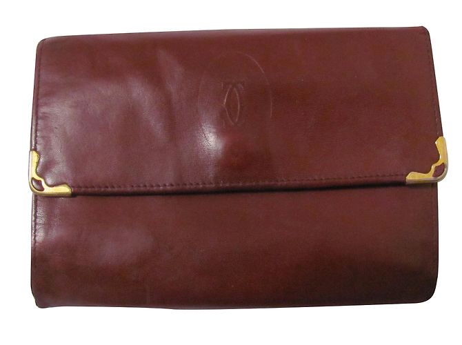 Cartier Chequier Wallet Dark Red Leather