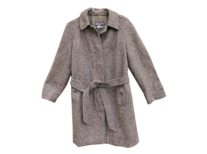 Abrigo Burberry de tweed gris