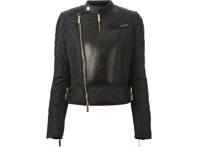 Leather down jacket DSQUARED2, Size IT 40 Black  ref.41662