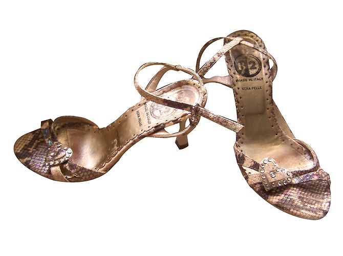 Autre Marque 2 B Sandals Python Print Exotic Leather Size 37