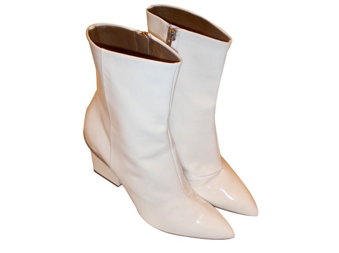Hermès Ankle Boots "PAIXÃO" Branco Couro envernizado  ref.55206