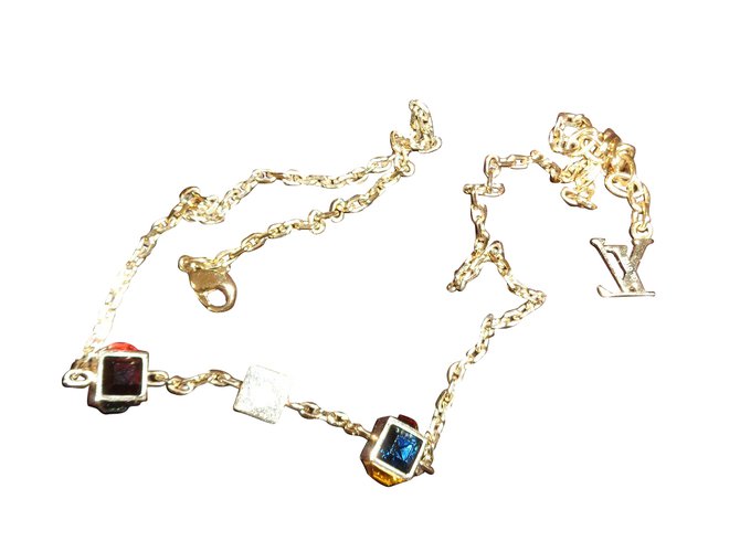 Louis Vuitton Gamble Multicolor Crystal Gold Tone Necklace Louis