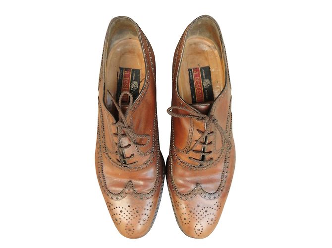 A. Testoni Richelieu Men's Brown Leather Lace Ups