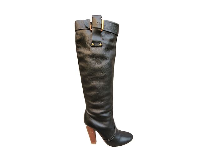 Chloé Black Leather High Boots