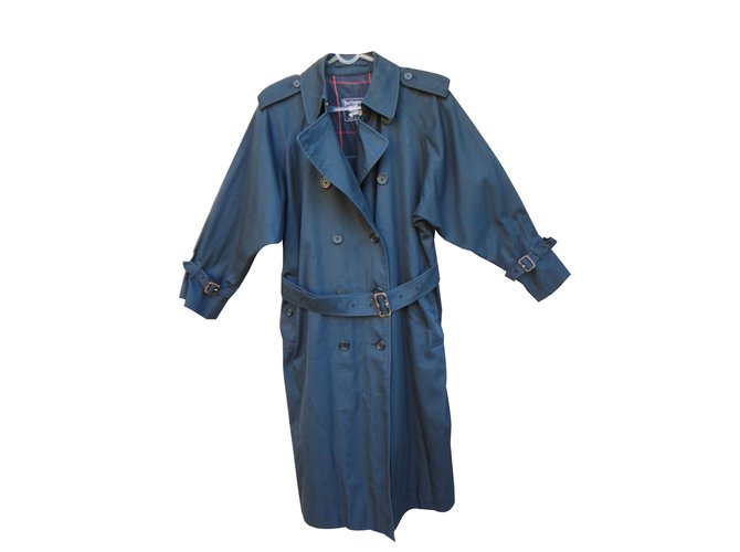 Burberry Trench coats Navy blue Cotton Polyester  ref.41818