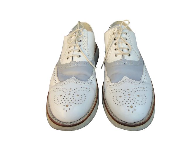 Comme Des Garcons Heschung X Richelieu scarpe in pelle bianche Bianco