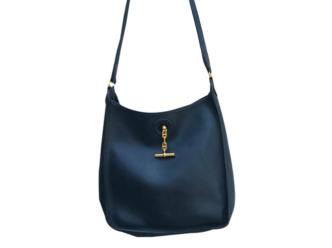 Hermès Handbag Navy blue Leather  ref.41840