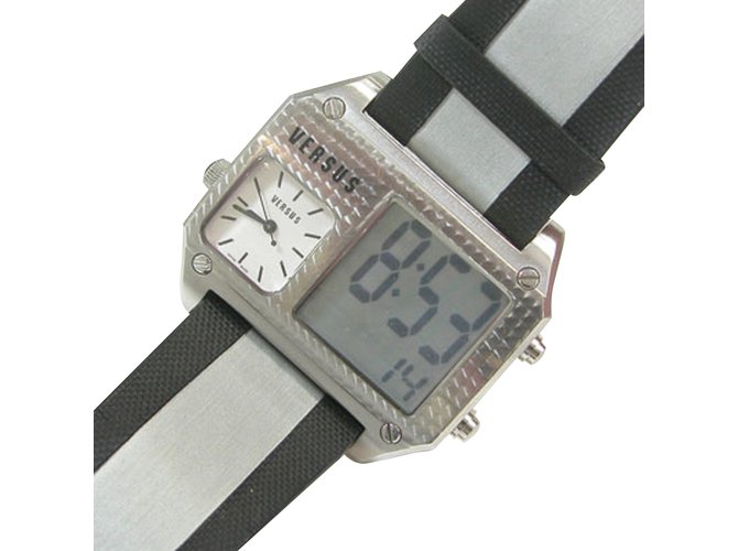 Versus versace men's new quartz watch black dial Silvery Golden Steel  ref.41883